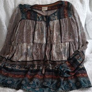 Knox Rose Multicolor Paisley Blouse Fits XS TO S..NO STRETCH